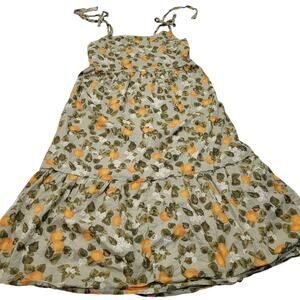 DiP orange floral midi dress tie tank straps cottagecore garden citrus green